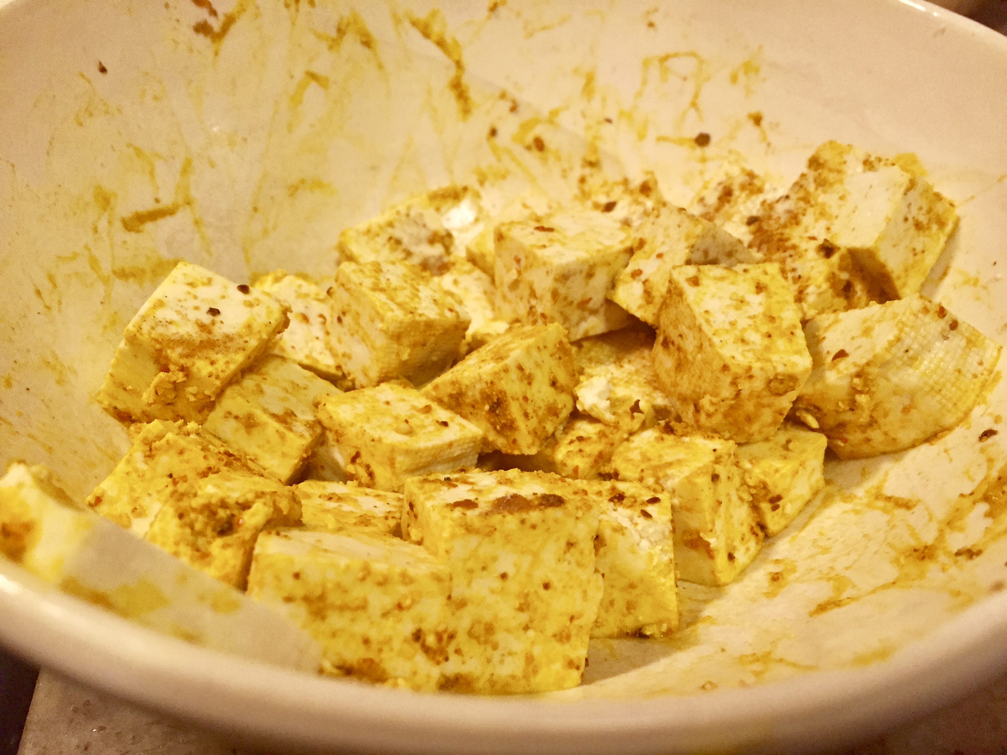 Spiced tofu, tossed